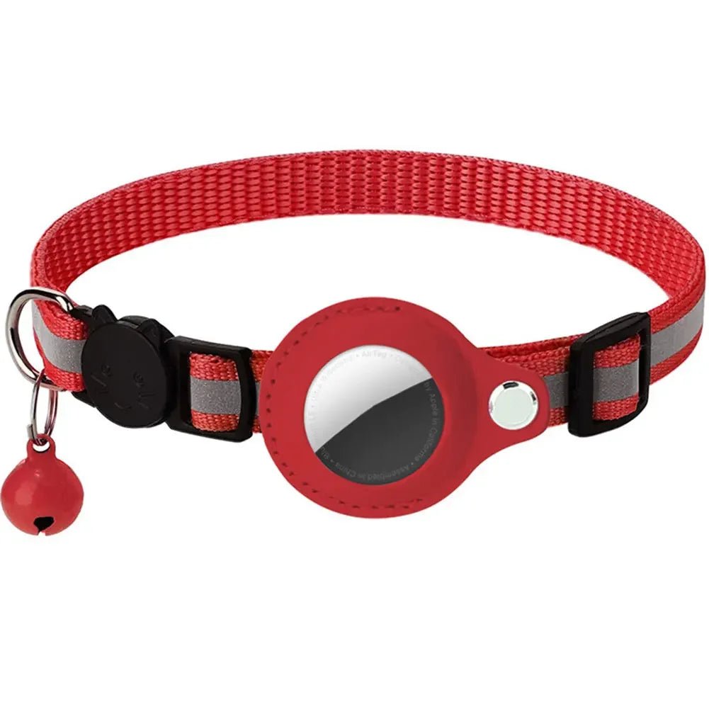 Reflective Cat Collar with Apple AirTag Holder Adjustable and Stylish Design for Kitten Safety - silverfoxgoods